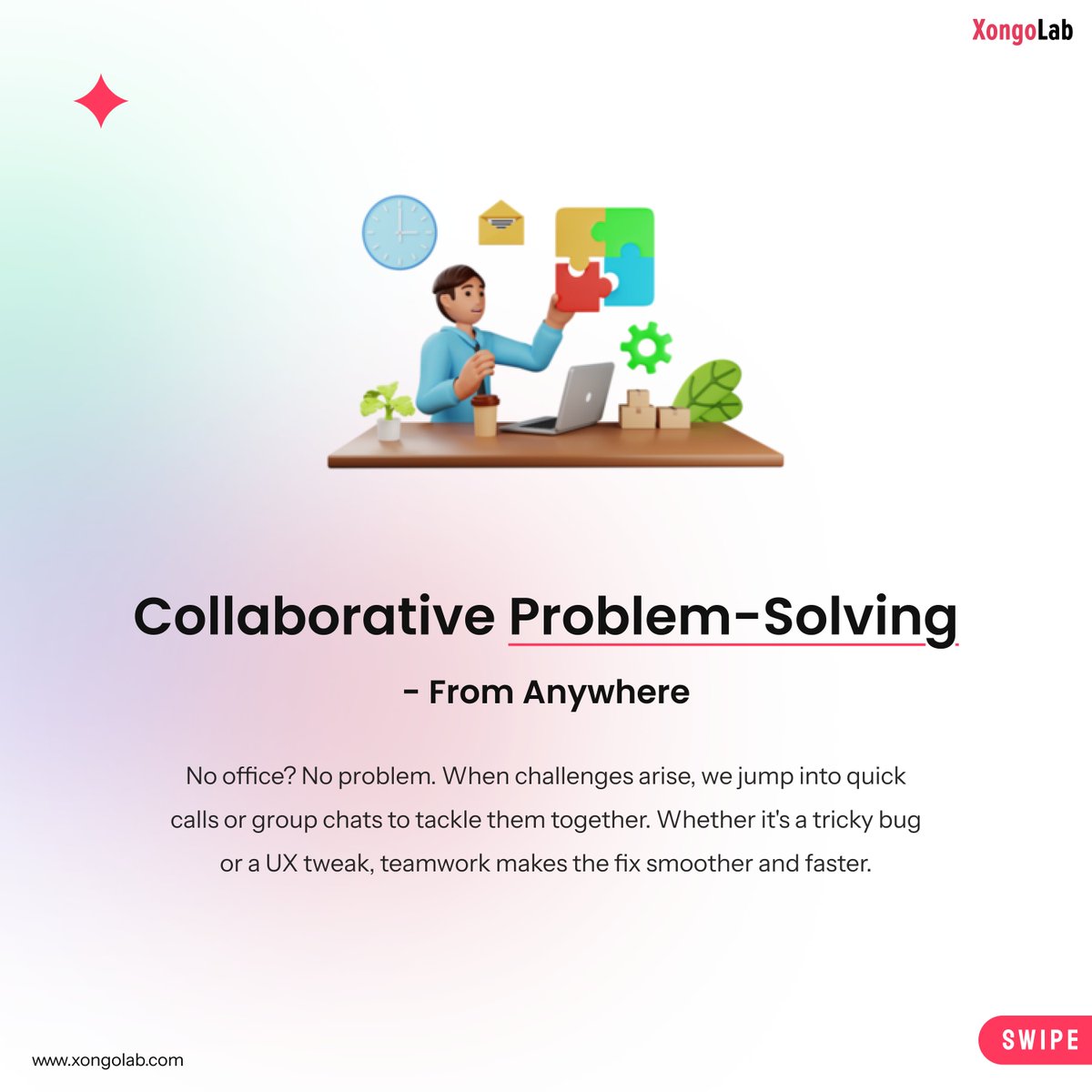 XongoLab's tweet photo. Redefining remote work—one virtual brainstorm and digital high-five at a time. 💻☕️

From coffee to code, our team stays connected, creative, and committed—wherever we are. 🏡✨
.
.
#RemoteWork #OfficeCulture #XongoLab #Innovation #WorkLifeBalance #TeamWork https://t.co/1mBVj2XuBN