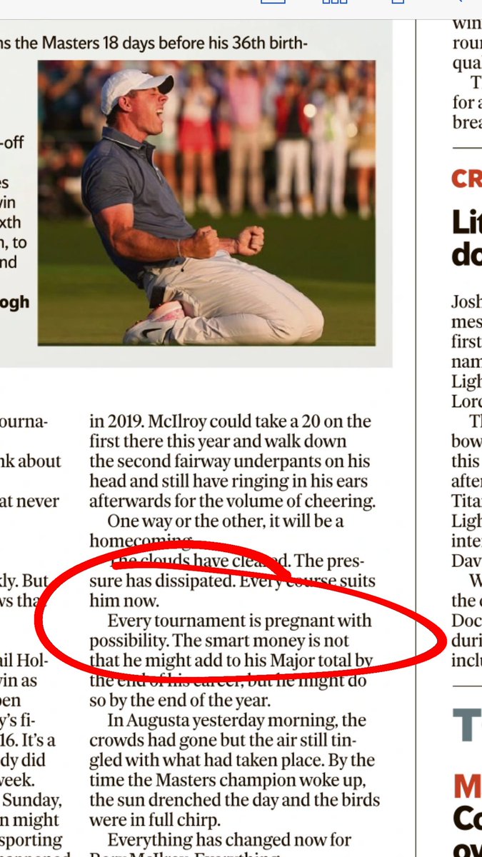 I think this may be my favourite line written about Rory over the last 36 hours. Six perfect words👌 #Rory #McIlroy #RoryMcIlroy #Masters2025 

🙌 <a href="/ConorMcKn/">ConorMcKeon</a>