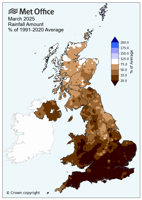 NFUSugar's tweet image. Pictographic evidence from the @metoffice of just how dry March 2025 was across the beet area and beyond☀️
With welcome rains forecast, check out the latest @BBRO_Beet Advisory Bulletin bbro.co.uk/media/51431/25… for up to date guidance🌱