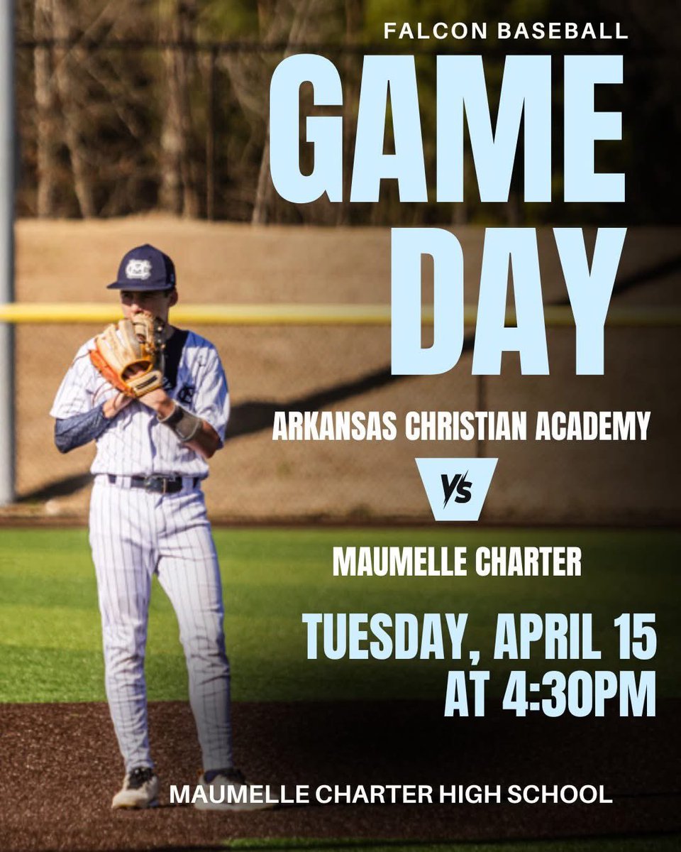 📣 GAME DAY! ⚾️

Your Maumelle Charter Falcons are back on the diamond today as they take on Arkansas Christian Academy at home!

📍 Maumelle Charter High School
🕟 First pitch at 4:30 PM
🆚 Arkansas Christian Academy
🎟️ gofan.co/event/2683697?…

🦅 #FalconBaseball #GameDay