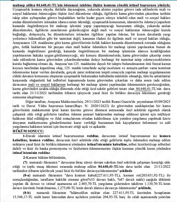 İHRAÇLI İKEN ÖZEL SEKTÖRDE KAZANILAN ÜCRETİN MAHSUP EDİLMEMESİNE DAİR KESİN KARAR

Erzurum Bölde İdare 1.İDD, göreve iade sonrası mahsuplaşmaya dair ilk derece mahkemesinin kararını kaldırarak, AYM  kararı uyarınca mahsup yapılamaması ve paranın faizi ile iadesine  karar verdi