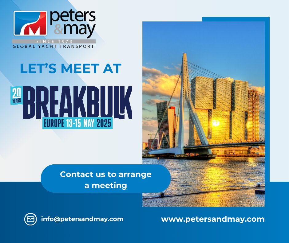 Join us at Breakbulk Europe! Meet our team: Simon Judson, Michael Wood, Robert Blades, Justine Oliver-Léonard, and Sergee van der Pligt. Let's connect and explore logistics opportunities. Contact us at info@petersandmay.com. #PetersAndMay #BreakbulkEurope