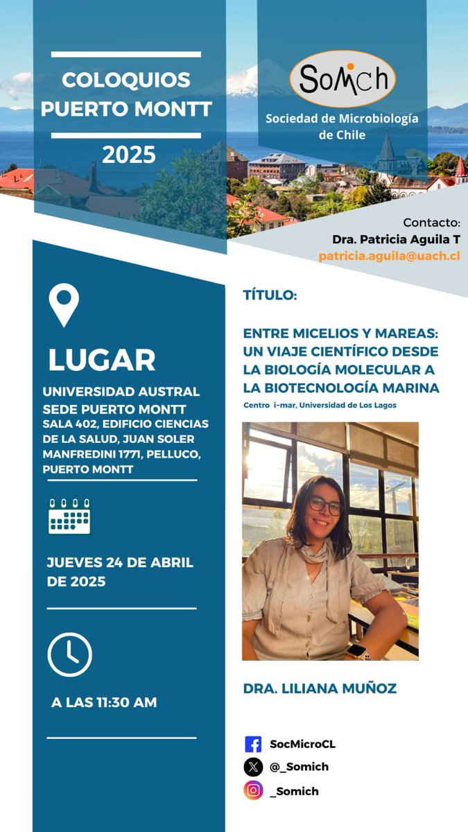 Patricia Aguila (@patychen) on Twitter photo Se viene los coloquios Puerto Montt <a href="/_SoMiCh/">Sociedad de Microbiología de Chile</a> <a href="/UAustraldeChile/">Universidad Austral de Chile</a> <a href="/SedeUACh/">Sede Pto. Montt UACh</a> Se viene los coloquios Puerto Montt <a href="/_SoMiCh/">Sociedad de Microbiología de Chile</a> <a href="/UAustraldeChile/">Universidad Austral de Chile</a> <a href="/SedeUACh/">Sede Pto. Montt UACh</a>
