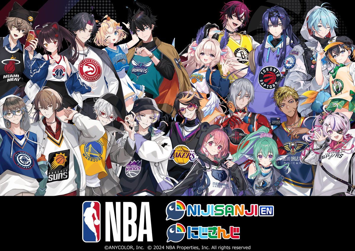 inui_toko's tweet photo. 配信ご覧いただき感謝！🏀
これで全てのチームとライバーの組み合わせが発表されました🍹

コラボグッズは明日の15:00から販売されるのでゲットしてください✊

🔽特設サイトはこちら🔽
https://t.co/ywz713InZa

#NBAxNIJISANJIEN_NIJISANJI #PR https://t.co/dZ7BcIkHkx