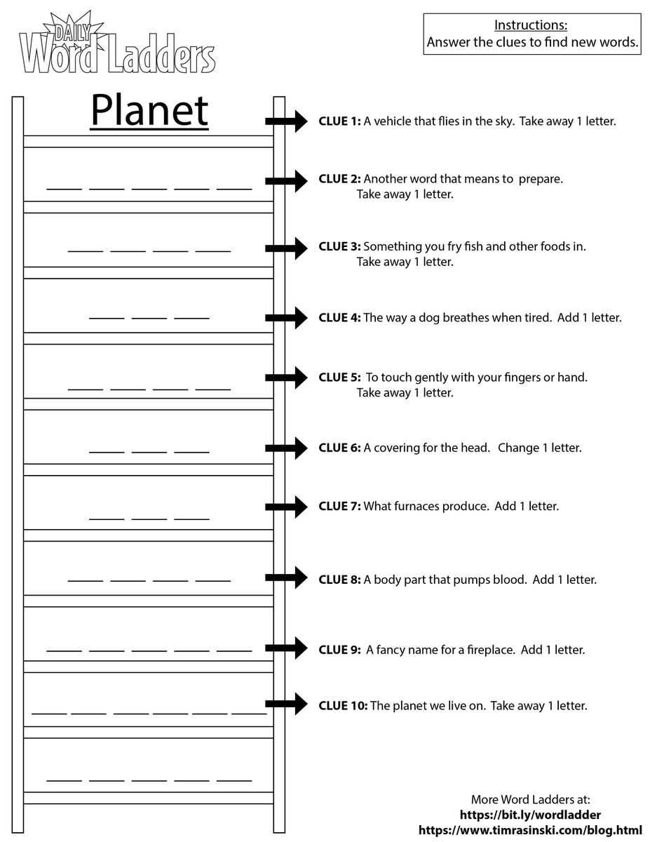 TimRasinski1's tweet image. WORD LADDER WEDNESDAY! 
Here's a Word Ladder to help you and your class celebrate Earth Day (April 22).   I hope you find this resource helpful in developing students’ mastery of and fascination with words.