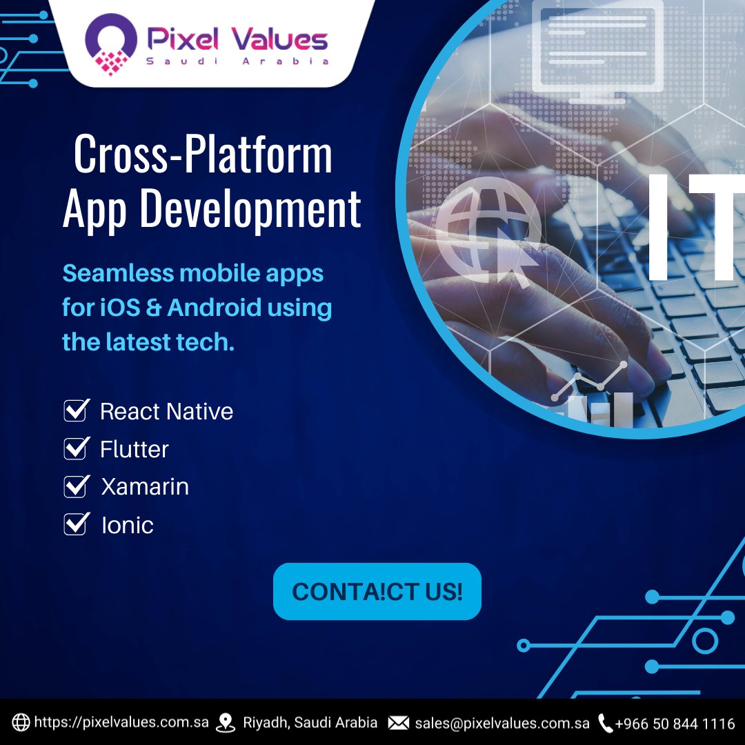 pixelvaluesksa's tweet photo. ๐ Build Once, Run Everywhere with Pixel Values Saudi Arabia!
๐ Location: Riyadh, Saudi Arabia
๐ Website: https://t.co/7s6YnqkYu2
๐ง Email: sales@pixelvalues.com.sa
๐ Phone/WhatsApp: +966 50 844 1116
#AppDevelopment #CrossPlatformApps #ReactNative #FlutterDev https://t.co/xYStVqYpYU