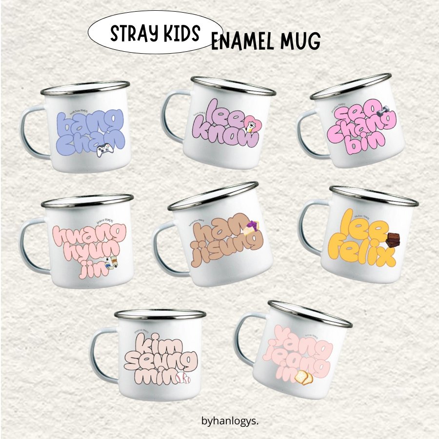(kindly help rt &amp; likes really appreciated ♡)

OPEN PO ENAMEL MUG by hanlogys 

📆 PO: 15-22 April 
🎸 IDR 55k (freebies)
🛒 diameter 9cm &amp; tinggi 8,5cm

🔗 bit.ly/POEnamelMug

#StrayKids #EnamelMug
