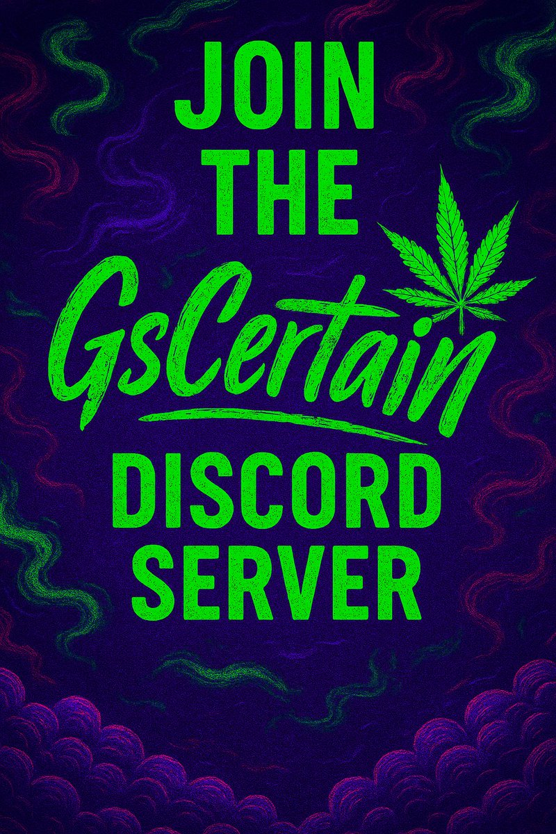 Welcome to The GsCertain Sesh!
A chill space for gamers, smokers, creatives, and late-night vibe seekers.

Tap verify, explore the sesh, and make yourself at home.
We’re just getting started — and it’s gonna be lit. discord.gg/QKQKhyUE