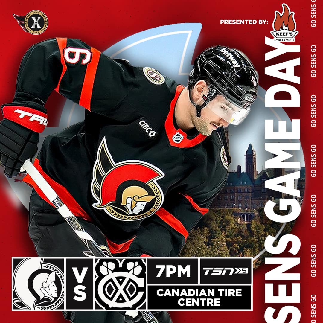 ITS A #SENS GAMEDAY!!!!!

Ottawa looks to make it THREE wins in a row as the prep for the Stanley Cup Playoffs continues!

With Dennis Gilbert being on today’s graphic by the way - we’ve officially had EVERY Senator on the gameday graphic. Hell yeah. 

#GoSensGo!!