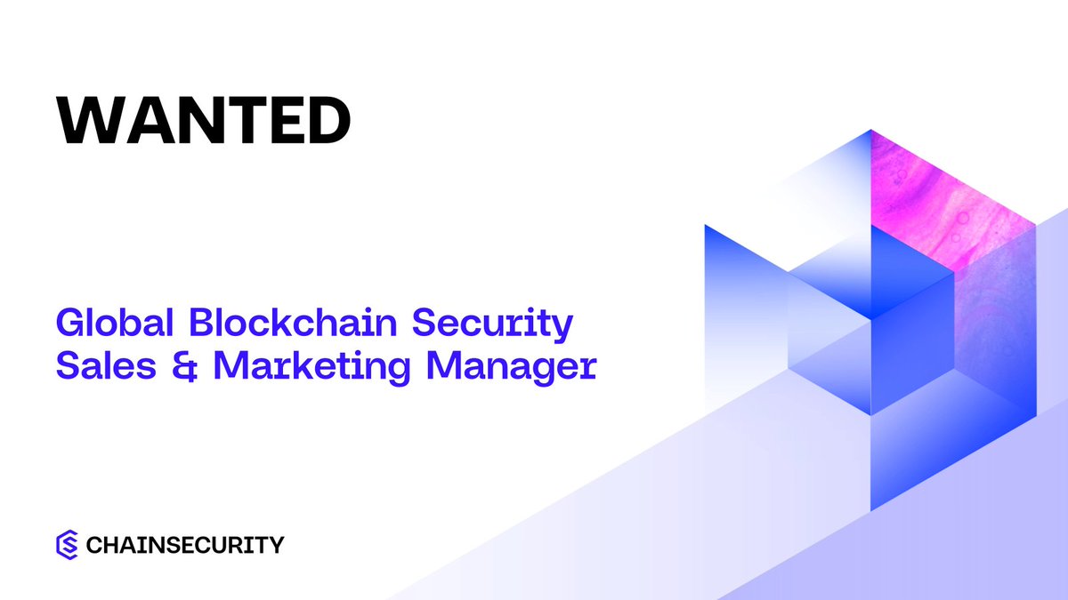 ChainSecurity is hiring.

A high-impact role—diverse, fast-paced, and built for long-term growth. Work with top-tier teams, travel globally, and become a key player in Web3 security. 

Know someone who fits? We'd love to talk to them!

chainsecurity.com/jobs/sales-and…