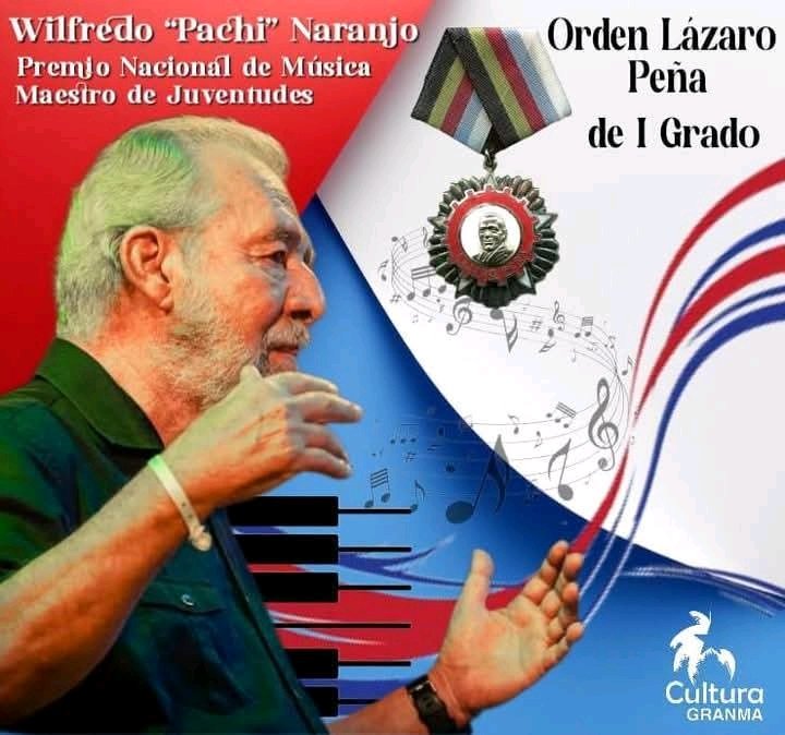Aliuska620769's tweet photo. Otorgan a Wilfredo "Pachy" Naranjo, Premio Nacional de la Música y orgullo de los manzanilleros la Orden Lázaro Peña de I grado.¡FELICIDADES!🇨🇺
#Cuba
#Manzanillo
#MúsicaCubana
#GobiernoManzanillo
#DePieYCombatiendo
#CulturaManzanillo
#CulturaGranma
#CubaEsCultura #Mincult https://t.co/Tlnwq4KR6N