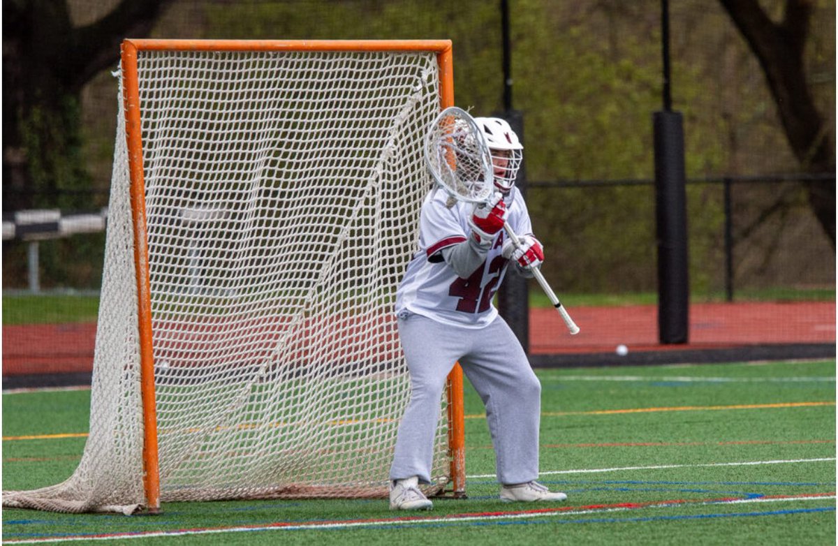 HudsonHSLax's tweet photo. 2024 graduate JJ Wright getting time between the Pipes for Swarthmore. Swarthmore is currently ranked #18th in Div. III. #alwaysanexplorer https://t.co/Mde7MQ8LU5