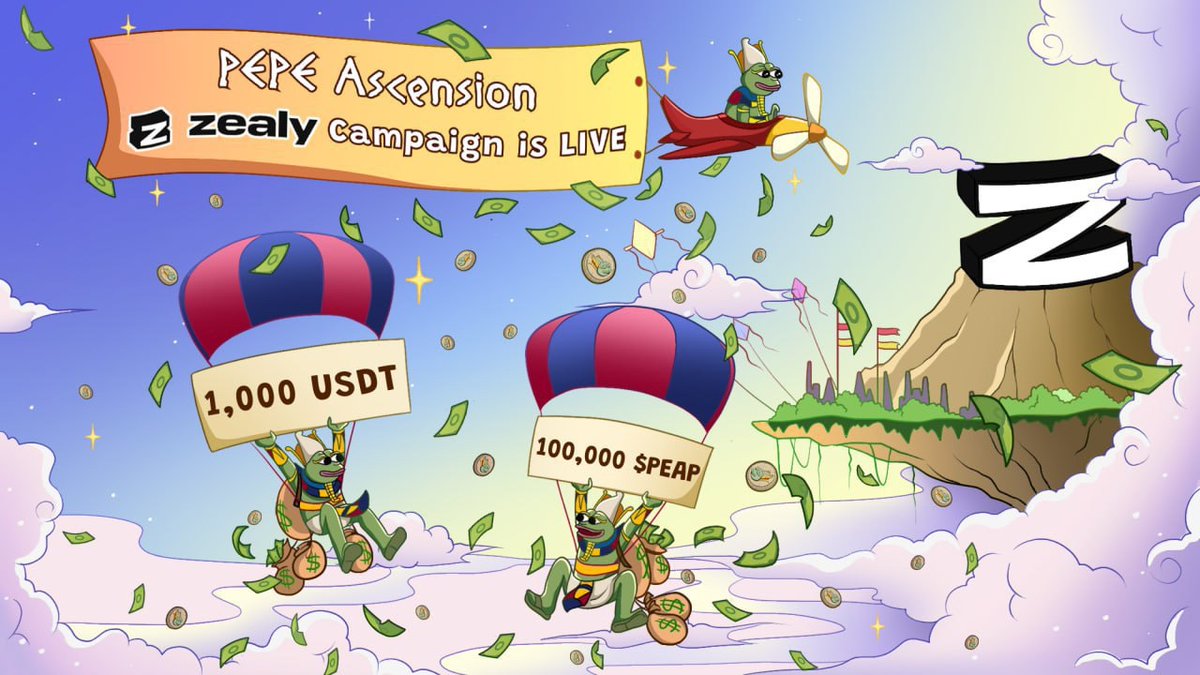 New #airdrop: PEPE Ascension (Zealy)
Reward: 1,000 USDT &amp; 100,000 PEAP
News: KolabNetwork, Coinsult
Distribution date: After TGE

🔗Airdrop Link: zealy.io/cw/pepeascensi…

1: PEPEAscension partner with Kolab and audited by Coinsult
2: Also try to complete more social tasks and get