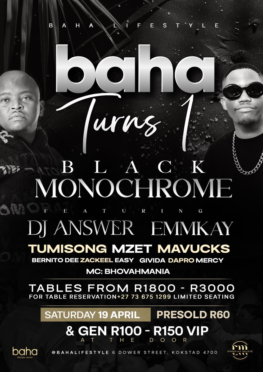 We just turned 1

Table reservations open (073) 675-1299
Tables from R1800 - R3000

#monochrome  is the theme

 #WolliesEaster #ItsGivingNeat