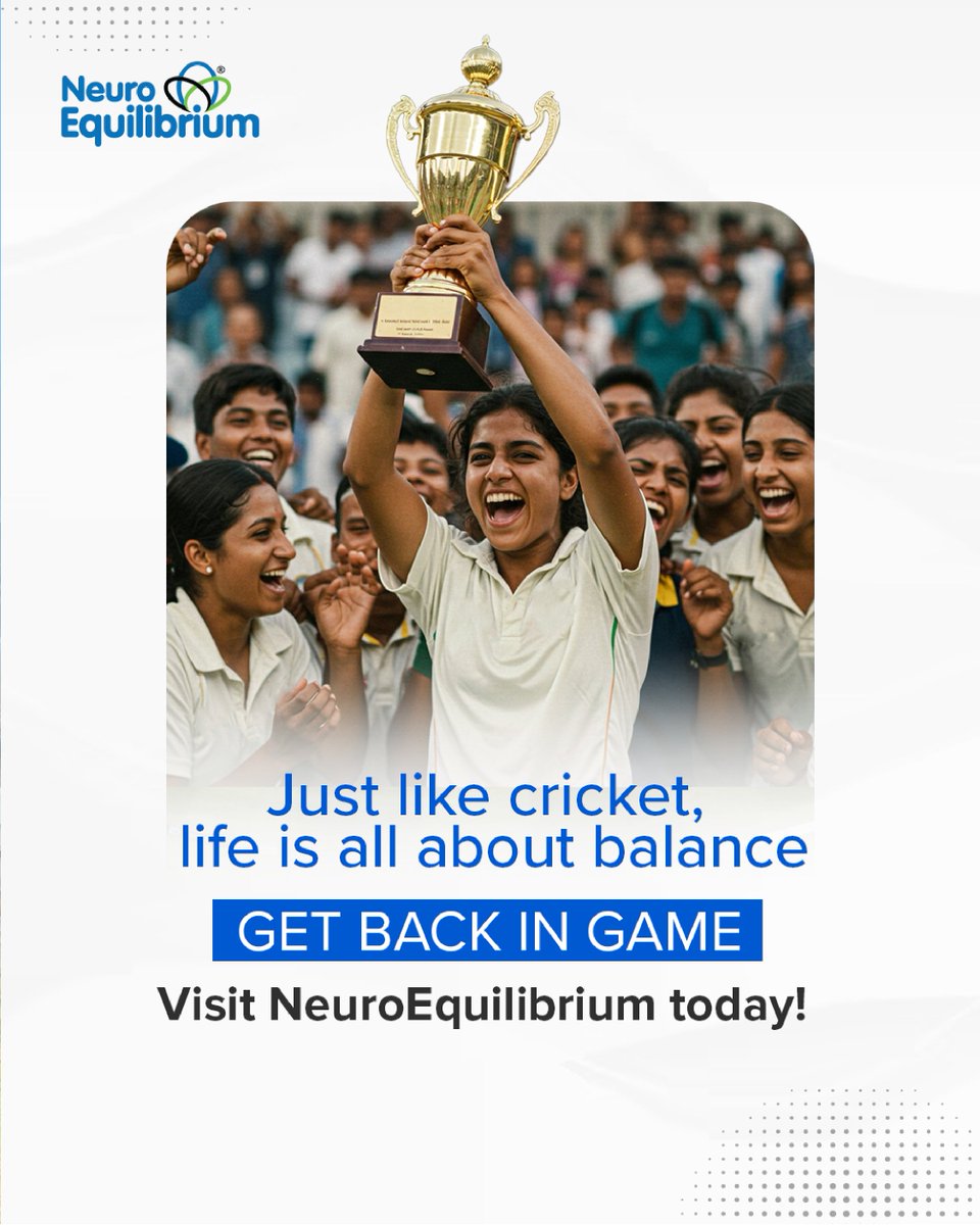 Balance is essential in cricket and life. Whether hitting a perfect four or fighting dizziness, stability makes all the difference. Book your appointment today at neuroequilibrium.in or call 9266149888. #NeuroEquilibrium #Vertigo #Cricket #CricketSeason #IndianBalanceLeague