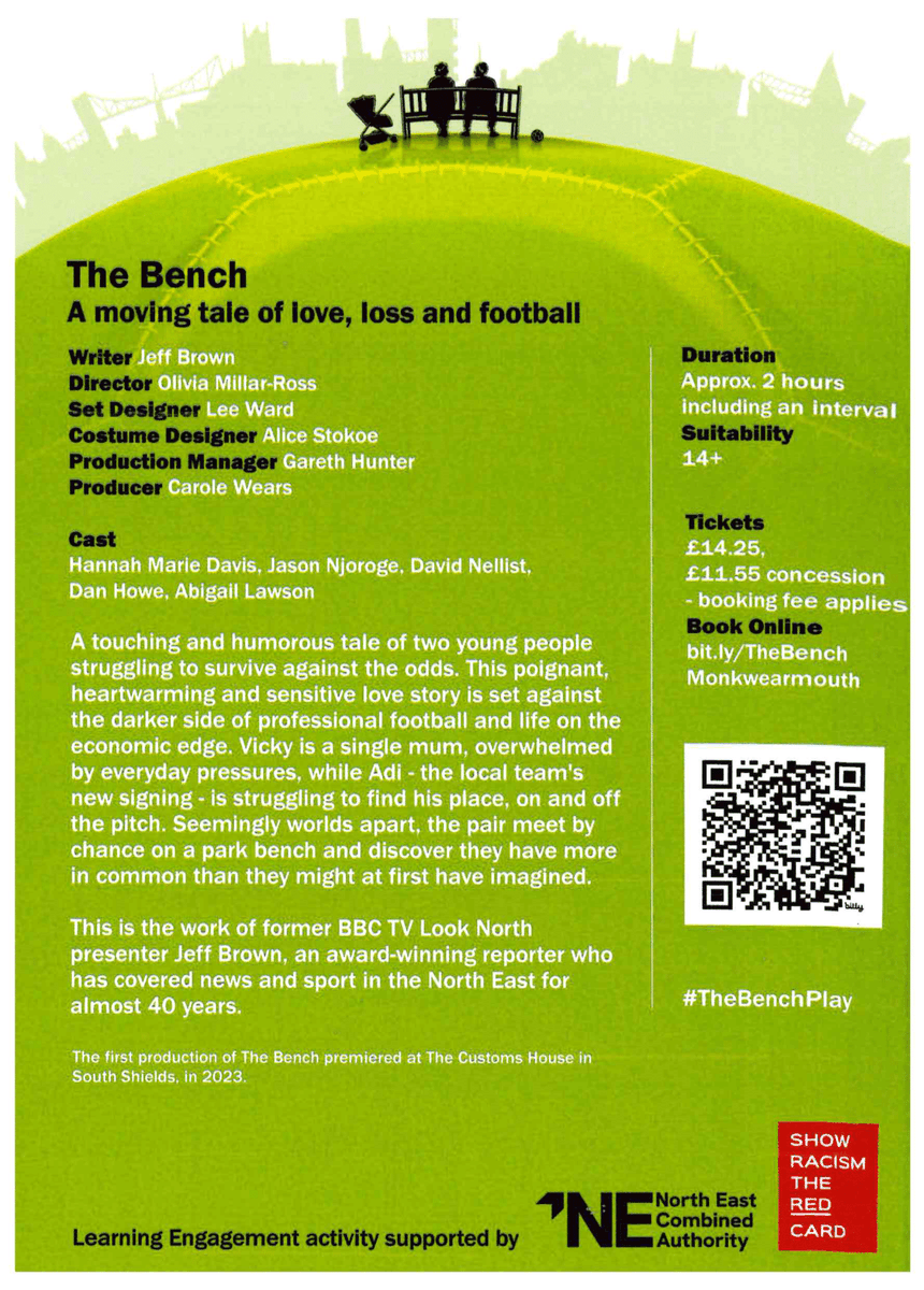 Sunderland Carers Centre (@sunderlandcarer) on Twitter photo ‼ THE BENCH by JEFF BROWN ‼
MONKWEARMOUTH ACADEMY ON TUESDAY 17TH JUNE AT 7PM
Our wonderful Patron <a href="/JeffAB61/">Jeff Brown</a> has written this incredible play about two young people struggling to survive against the odds.
SEE ATTACHED LEAFLET FORDETAILS AND INFOON HOW TO BOOK YOUR TICKETS. ‼ THE BENCH by JEFF BROWN ‼
MONKWEARMOUTH ACADEMY ON TUESDAY 17TH JUNE AT 7PM
Our wonderful Patron <a href="/JeffAB61/">Jeff Brown</a> has written this incredible play about two young people struggling to survive against the odds.
SEE ATTACHED LEAFLET FORDETAILS AND INFOON HOW TO BOOK YOUR TICKETS.