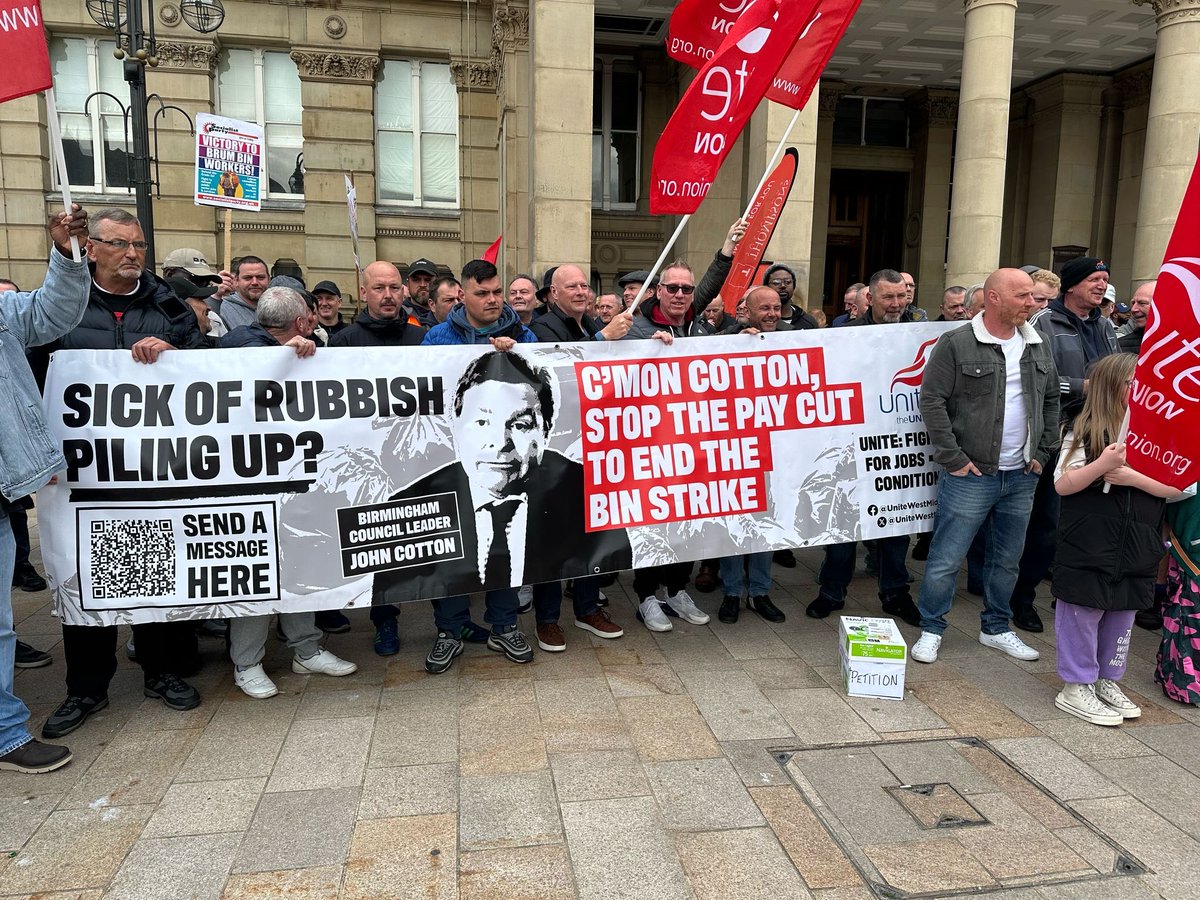 Bin workers in Birmingham are striking to stop a ‘Labour’ Council slashing £thousands off their wages.

Labour MPs are lining up to back the Council and to call for other Councils to break the strike.

‘Labour’ is rancid now.

Back the Bin workers.

Their strike is your battle.