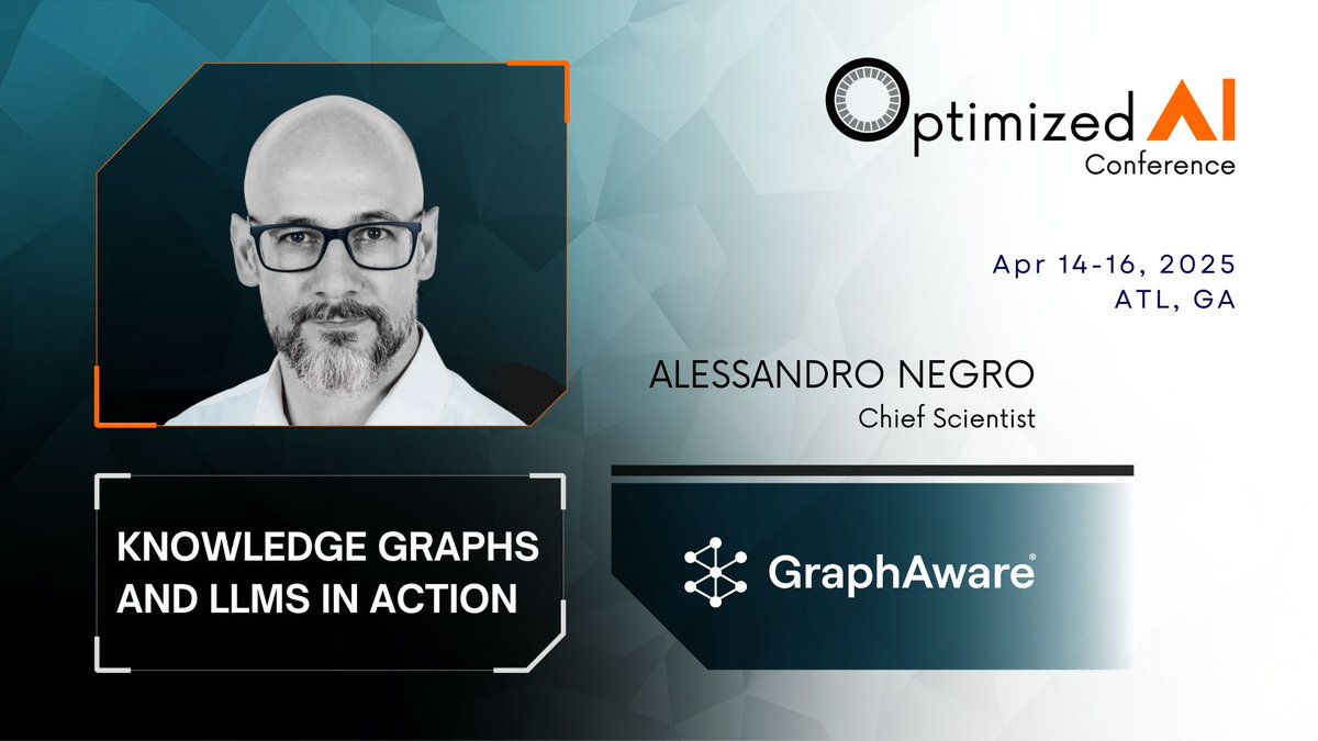 Manning Publications (@manningbooks) on Twitter photo Not big on RAG but love LLMs?
Then see <a href="/AlessandroNegro/">Alessandro Negro</a>'s 10:45 AM ET talk at <a href="/southerndsc/">Optimized AI Conference</a>: “Knowledge Graphs and LLMs in Action – {GraphAware}.”
Details: loom.ly/MBWzYu4
Grab 45% off Knowledge Graphs and LLMs in Action w/ OAIconf25 (exp. 5/31): loom.ly/ml7pqHg Not big on RAG but love LLMs?
Then see <a href="/AlessandroNegro/">Alessandro Negro</a>'s 10:45 AM ET talk at <a href="/southerndsc/">Optimized AI Conference</a>: “Knowledge Graphs and LLMs in Action – {GraphAware}.”
Details: loom.ly/MBWzYu4
Grab 45% off Knowledge Graphs and LLMs in Action w/ OAIconf25 (exp. 5/31): loom.ly/ml7pqHg