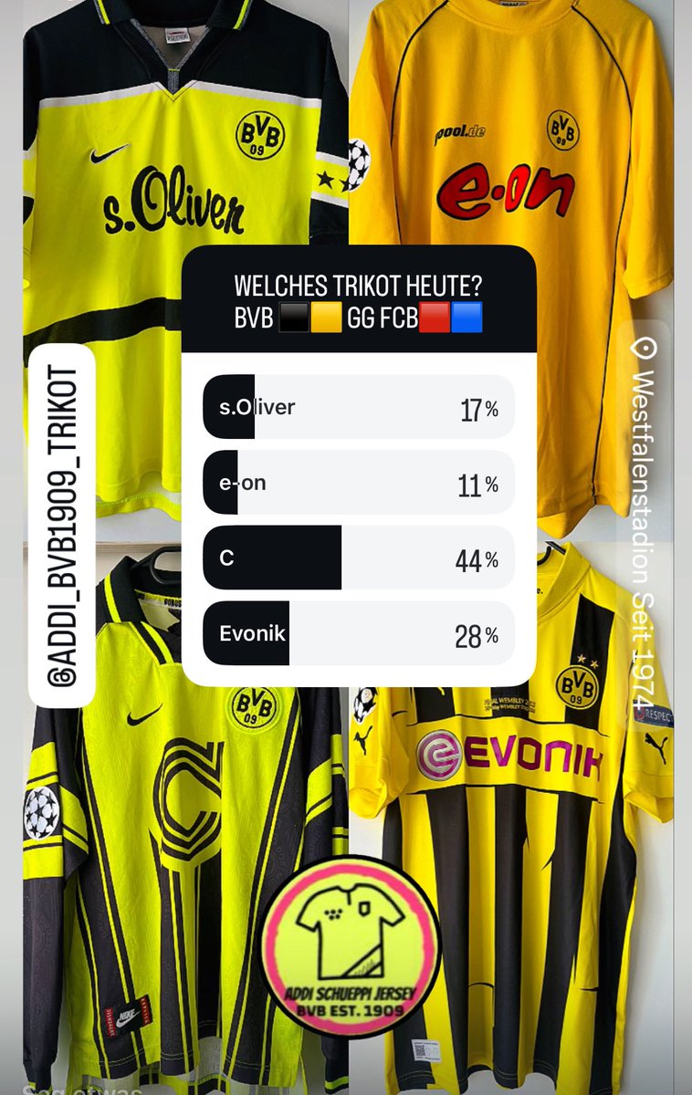 AddiBVB1909's tweet image. Welches Trikot heute für den big surprise? ⬛️🟨🟥🟦🏆