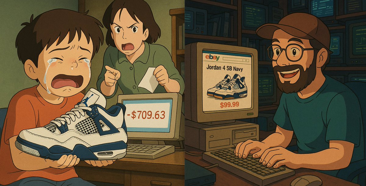 Nike SB Jordan 4 "Navy" EA dropped today on Nike SNKRS in Europe.

Left is your average reseller 
Right is me buying up 😈