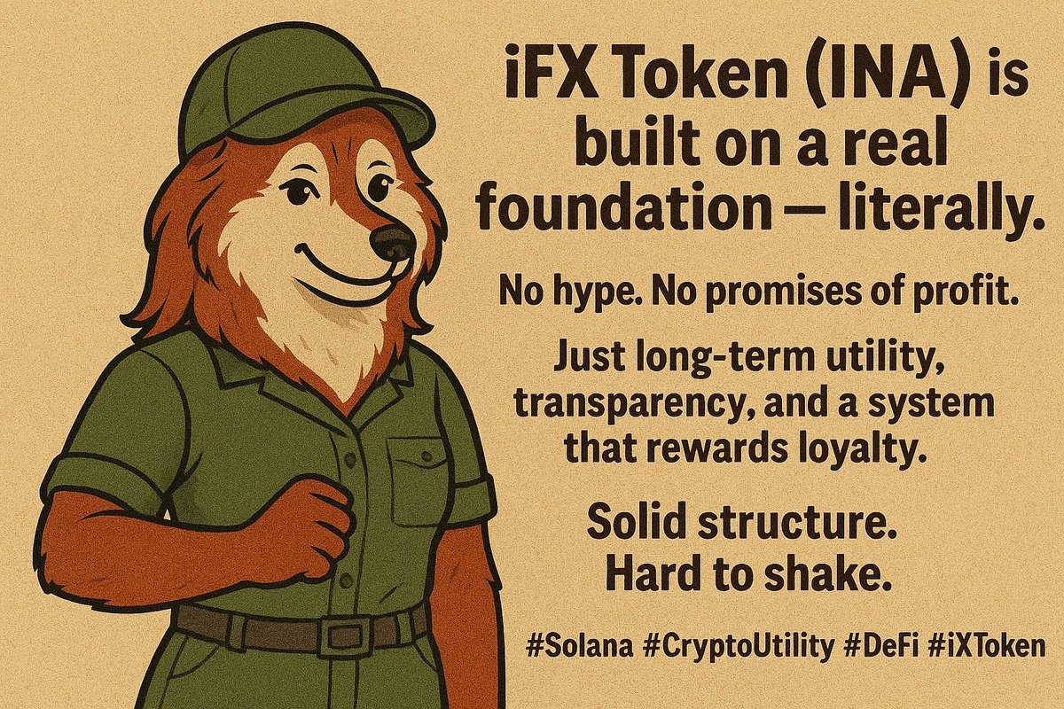ina_topplemaps's tweet photo. iFX Token (INA!) is built on a real foundation — literally.
No hype. No promises of profit.
Just long-term utility, transparency, and a system that rewards loyalty.
Solid structure. Hard to shake.
#Solana #CryptoUtility #DeFi #iFXToken https://t.co/wNS6KNMkv9