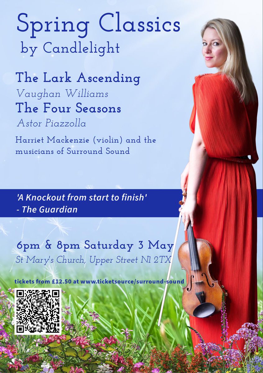 Audience feedback from December: "the performance was exceptional! I am a new fan!" 🥳🥰 Join us in Islington for a delightful programme including  Lark Ascending #Piazzolla &amp; #mozart with international soloist <a href="/Harrietviolin/">Harriet</a> 3rd May, two concerts: 6 &amp;8pm  ticketsource.co.uk/surround-sound