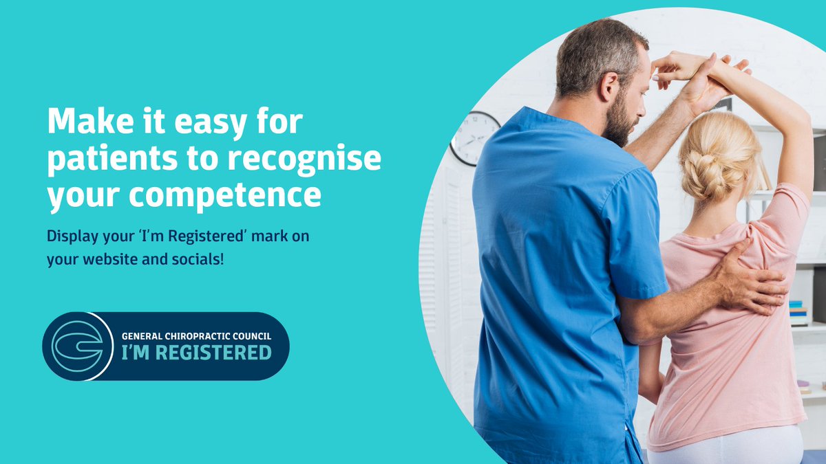 Are you displaying the ‘I’m Registered’ mark on your website and social media channels?

It only takes minutes and helps potential patients instantly recognise and trust that you are a fully registered, legal, competent chiropractor.

We've created YouTube videos to show you how