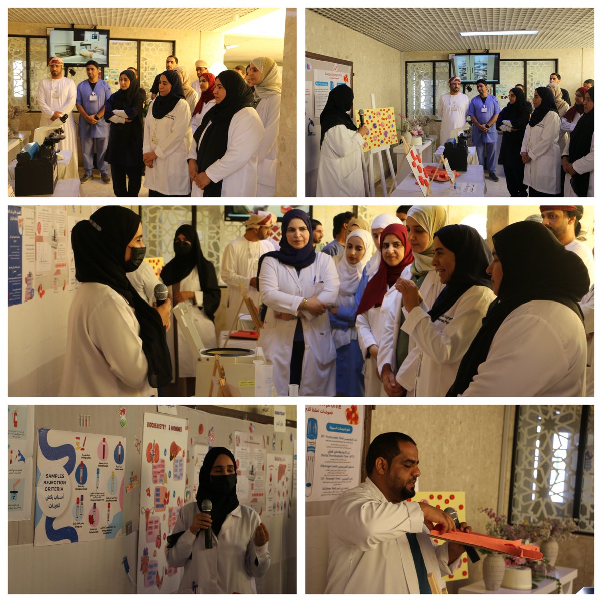 dghs_dhahirah's tweet photo. بمناسبة اليوم العالمي للمختبرات الطبية والذي يصادف 15 أبريل من كل عام، نظم قسم المختبرات بـ #مستشفى_عبري فعالية توعوية استهدفت موظفي المستشفى وزواره بهدف تسليط الضوء على أهمية الطب المخبري في التشخيص والمتابعة الصحية.

المعرض التوعوي والذي أقيم بحضور مديرة المستشفى، اشتمل على أركان تعريفية بأقسام المختبر، إلى جانب معلومات مبسطة حول الفحوصات الطبية المختلفة ودورها في دعم القرارات العلاجية.

وقد تميز المعرض بمشاركة قسم مختبرات المدارس، حيث تم استضافة مدرسة عبري ضمن إطار التعاون بين القطاعين الصحي والتعليمي، بهدف توعية الطلبة وتعزيز فهمهم لأهمية المختبرات الطبية في المنظومة الصحية.

#مستشفى_عبري
#صحة_رائدة_مستدامة_للجميع