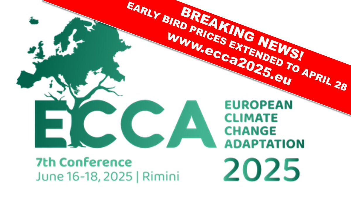 JPI Climate & MAGICA (@jpiclimate) on Twitter photo 📢 GREAT NEWS! #ECCA2025 EARLY BIRD DISCOUNT EXTENDED!
Now you have until April 28 to book for the European Climate Change Adaptation Conference, June 16-18, and save money
#ECCA2025 #ClimateAdaptation
<a href="/ECCA_Conference/">European Climate Change Adaptation (ECCA)</a> <a href="/UNDPClimate/">UNDP Climate</a> <a href="/climateurope2/">Climateurope2</a> <a href="/CANEurope/">CAN EUROPE</a> 📢 GREAT NEWS! #ECCA2025 EARLY BIRD DISCOUNT EXTENDED!
Now you have until April 28 to book for the European Climate Change Adaptation Conference, June 16-18, and save money
#ECCA2025 #ClimateAdaptation
<a href="/ECCA_Conference/">European Climate Change Adaptation (ECCA)</a> <a href="/UNDPClimate/">UNDP Climate</a> <a href="/climateurope2/">Climateurope2</a> <a href="/CANEurope/">CAN EUROPE</a>