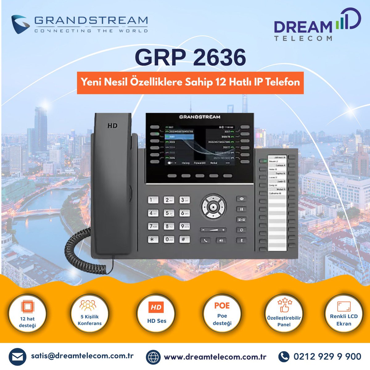 📞 Grandstream GRP Serisi ile Premium IP İletişim🚀
En iyi çözümler ile , mükemmellik talep eden işletmeler için tasarlanmış Taşıyıcı Sınıfı Grandstream GRP IP Telefonlarını sunar!

🔥 GRP2636 – Yüksek Performanslı IP Telefon

 ✅ 12 hat, 6 SIP hesabı