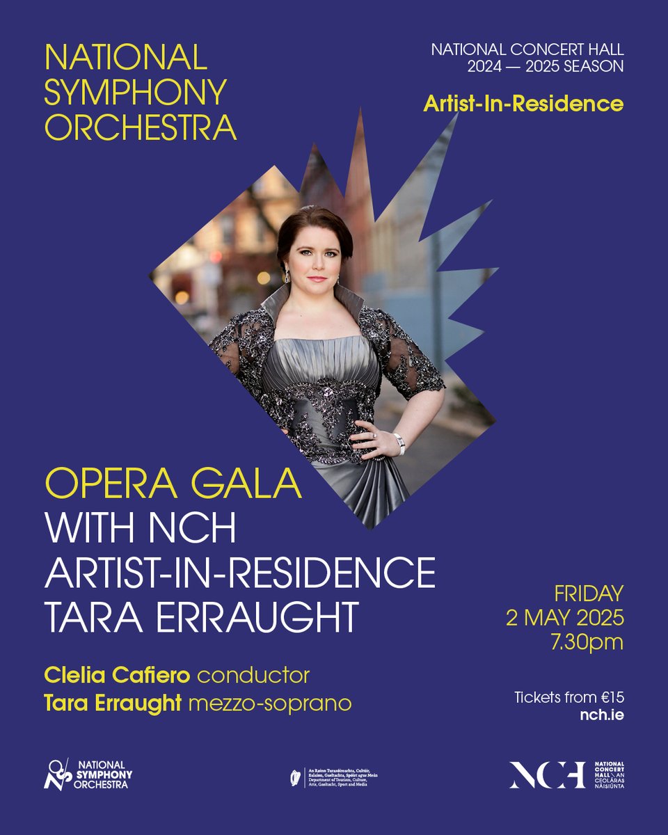 National Symphony Orchestra (@nsorchestrairl) on Twitter photo Experience acclaimed mezzo-soprano <a href="/TaraErraught/">Tara Erraught</a>'s unmissable gala concert! From Mozart's elegance to Rossini's coloratura fireworks, she brings opera's beloved heroines to life with the NSO, under Clelia Cafiero.
📅 May 2 at <a href="/NCH_Music/">National Concert Hall</a>
🎟️ Book now: bit.ly/TaraEMay2nd2025 Experience acclaimed mezzo-soprano <a href="/TaraErraught/">Tara Erraught</a>'s unmissable gala concert! From Mozart's elegance to Rossini's coloratura fireworks, she brings opera's beloved heroines to life with the NSO, under Clelia Cafiero.
📅 May 2 at <a href="/NCH_Music/">National Concert Hall</a>
🎟️ Book now: bit.ly/TaraEMay2nd2025