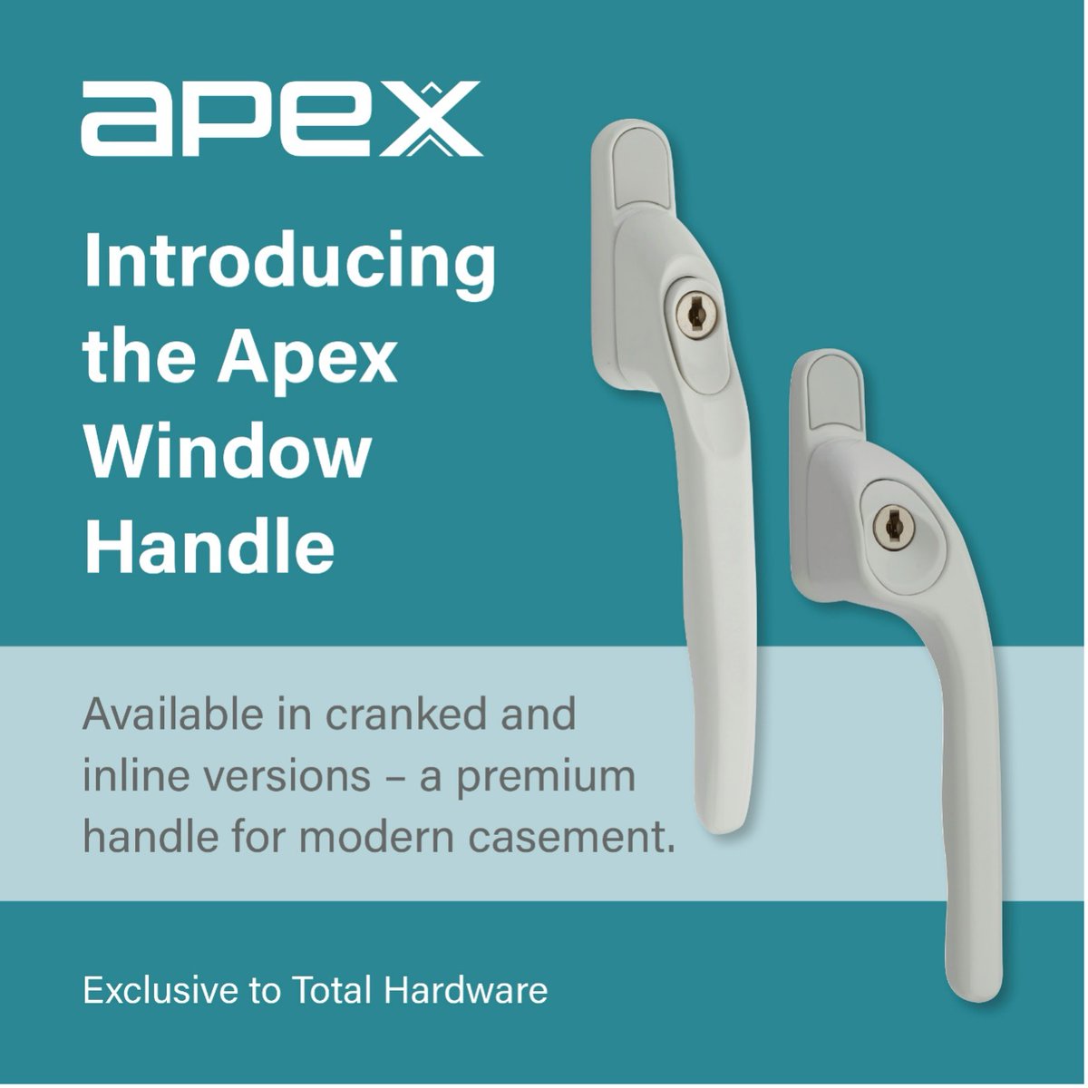 The Apex range has expanded… We’d like to introduce our new Apex Window Handles. Available in cranked and inline the Apex Window Handle is the premium product solution for modern windows Find out more here: totalhardwareltd.co.uk/apex-range/