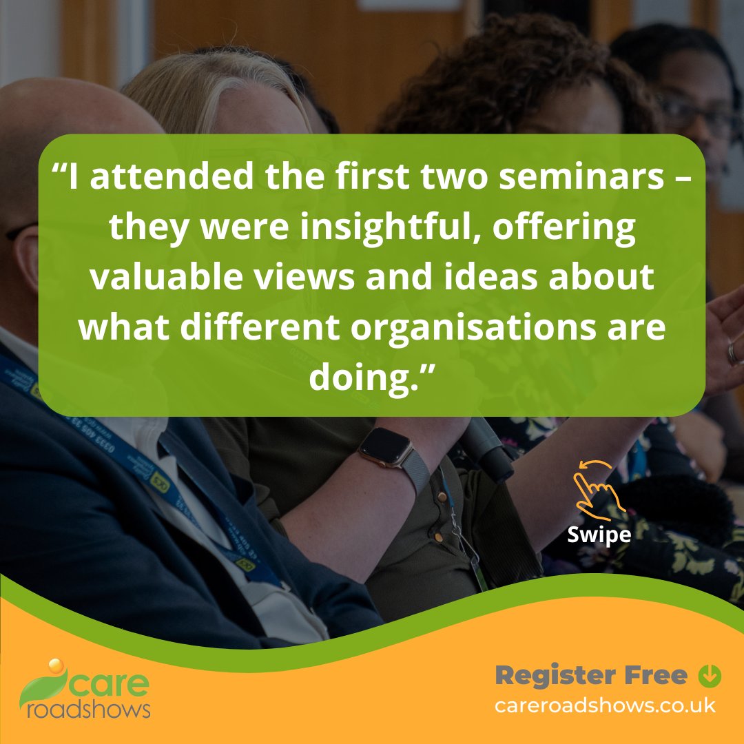 After such a successful Care Roadshow in Scotland, we're delighted to share a few comments from those who attended...get swiping 

#CareRoadshow #CareEvents #Events #AdultCare #SocialCare