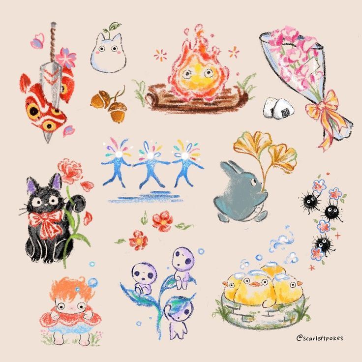 Ghibli doodles 😍 art by scarlettpokes on ig