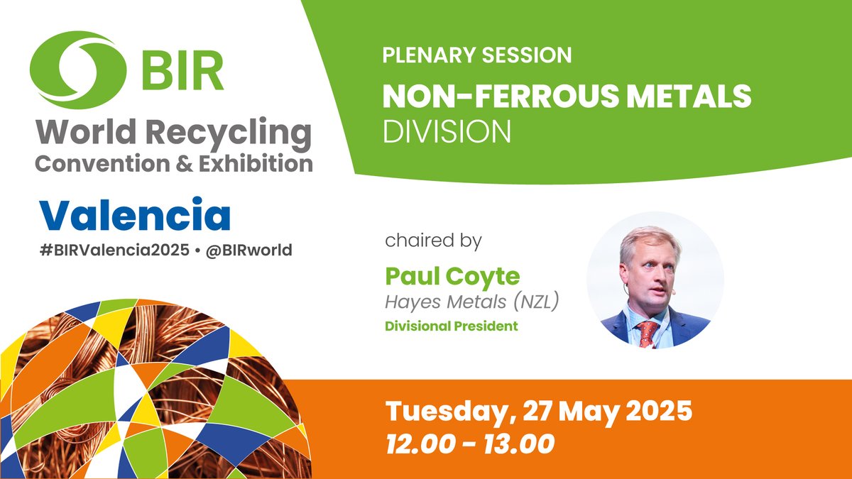 BIRworld's tweet image. 🚨 #NonFerrous Metals: Join us at #BIRValencia2025 for a crucial session on rising tariffs &amp;amp; trade restrictions hitting non-ferrous recycling worldwide. Get deep insights from experts on adapting and leading in a shifting global landscape.♻️

More info 👉 bir.cmail20.com/t/d-e-sdymo-tj…