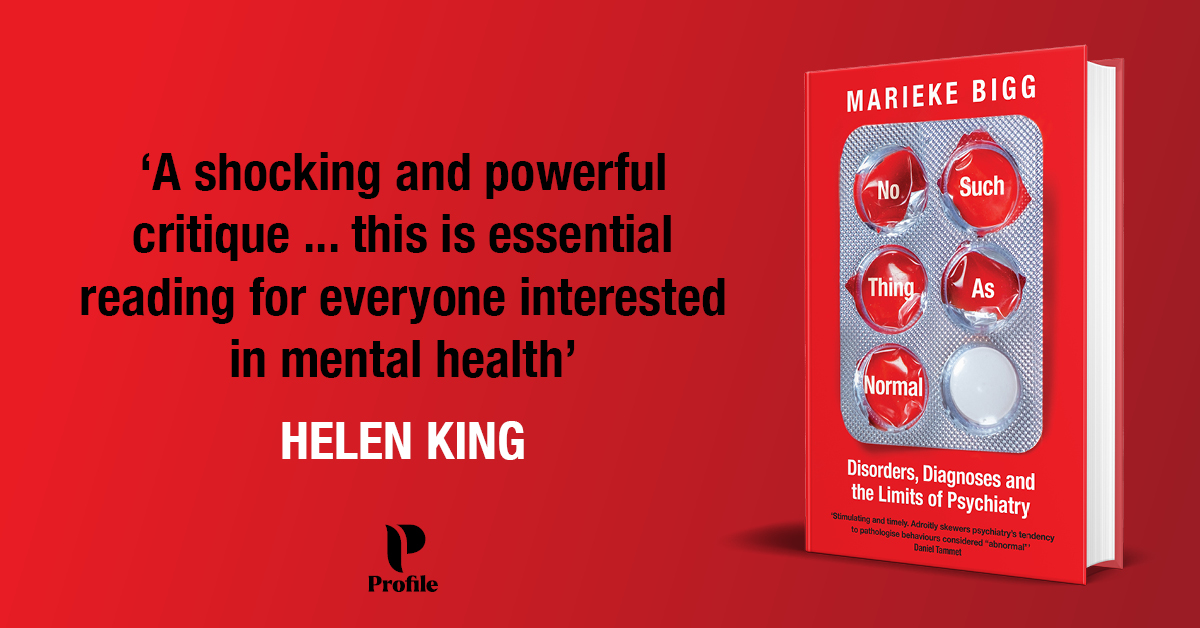 ProfileBooks's tweet photo. ‘A shocking and powerful critique ... this is essential reading for everyone interest in mental health' Helen King

#NoSuchThingAsNormal – @MariekeBigg’s fascinating study of the failings of the psychiatry system – is out now.

Find out more here: https://t.co/p1iq3HSrzt https://t.co/MUEGr1awXe