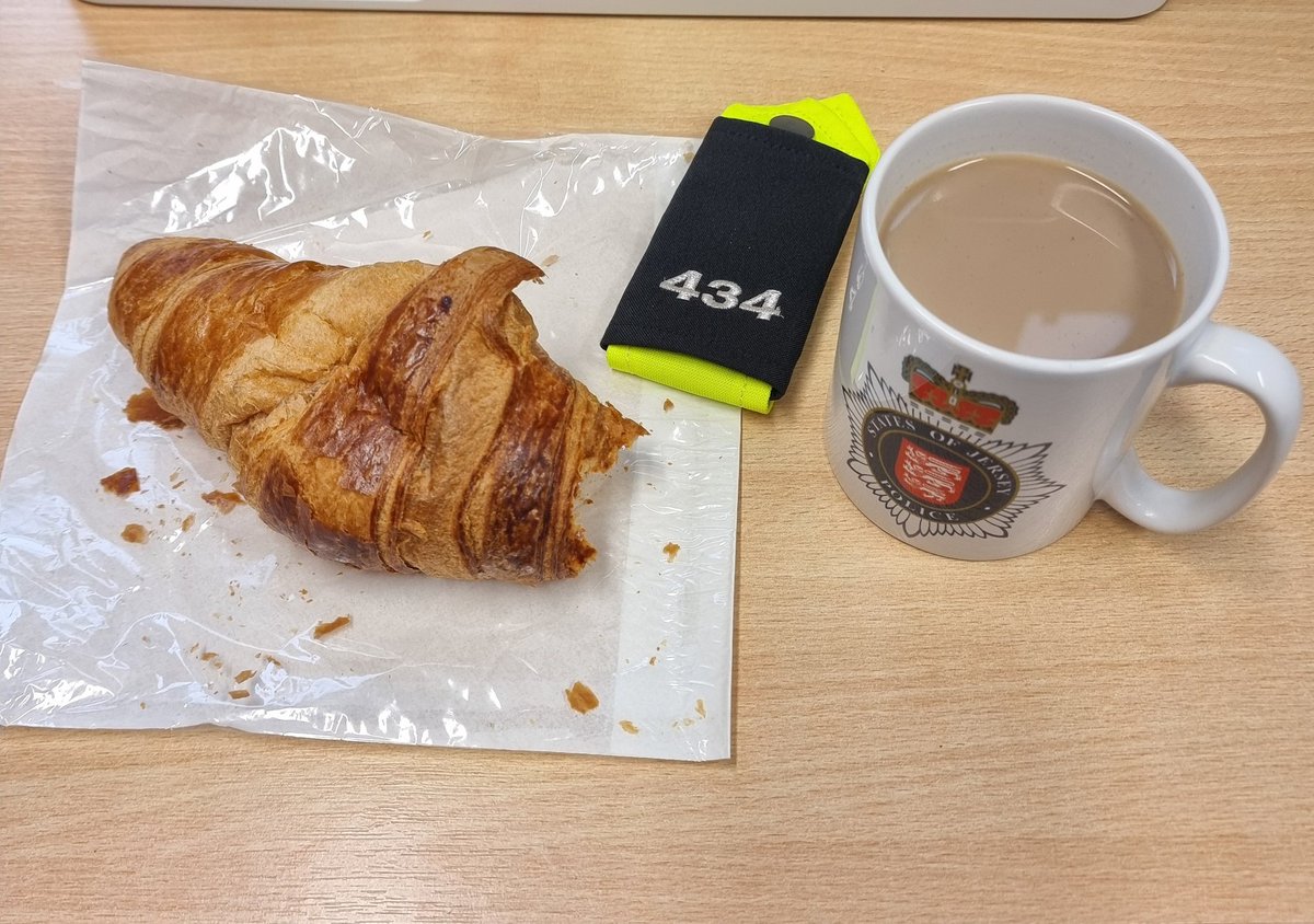 Happy croissant Tuesday!!. Not sure it's a thing,  but maybe it should be 🤔😀. A nice surprise waiting for me at <a href="/st_breladePH/">St Brélade Parish Hall</a> this morning. Coffee and croissant finished.  Off out for some road safety checks. 👮‍♂️🏍🇯🇪. Drive safely all🫡