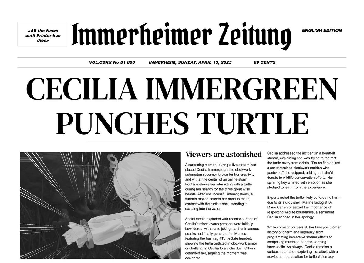 Immerchive's tweet photo. Newspaper that I made for my last video 🤣
#TurtleGate #JetpackJustice https://t.co/Gg7QWi1HY6