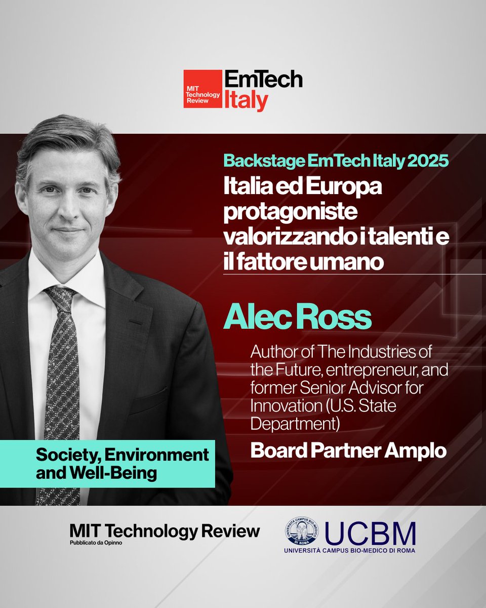 techreviewIT_'s tweet photo. 🏆 Italia ed Europa protagoniste valorizzando i #talenti.
Valorizzare l’#eccellenza e l'umanesimo nell’#innovazione può fare la differenza.
Lo ha detto a #EmTechItaly25 Alec Ross, esperto di politiche tecnologiche internazionali.
Guarda il video 👇
https://t.co/ij3UBEBeo8 https://t.co/g5QdUe6wV2
