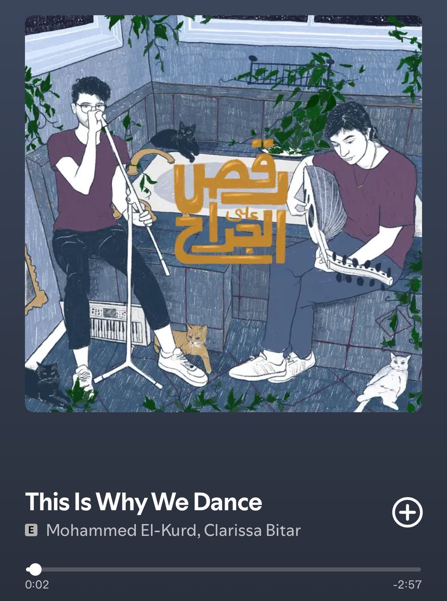 Une chanson incarne bien ce que représente la dabké pour les palestiniens et les palestiniennes  « this is why we dance » texte de <a href="/m7mdkurd/">Mohammed El-Kurd</a> , musique de <a href="/ClarissaBitar/">Clarissa Bitar</a> open.spotify.com/track/7ItkDQIE…
