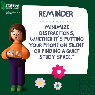 SLC study tip of the day: maximize your studying time by reducing distractions. Try the pomodoro technique by managing your time into segments of time with breaks! #science #university #undergraduate #UL #study #unilife #peersupport