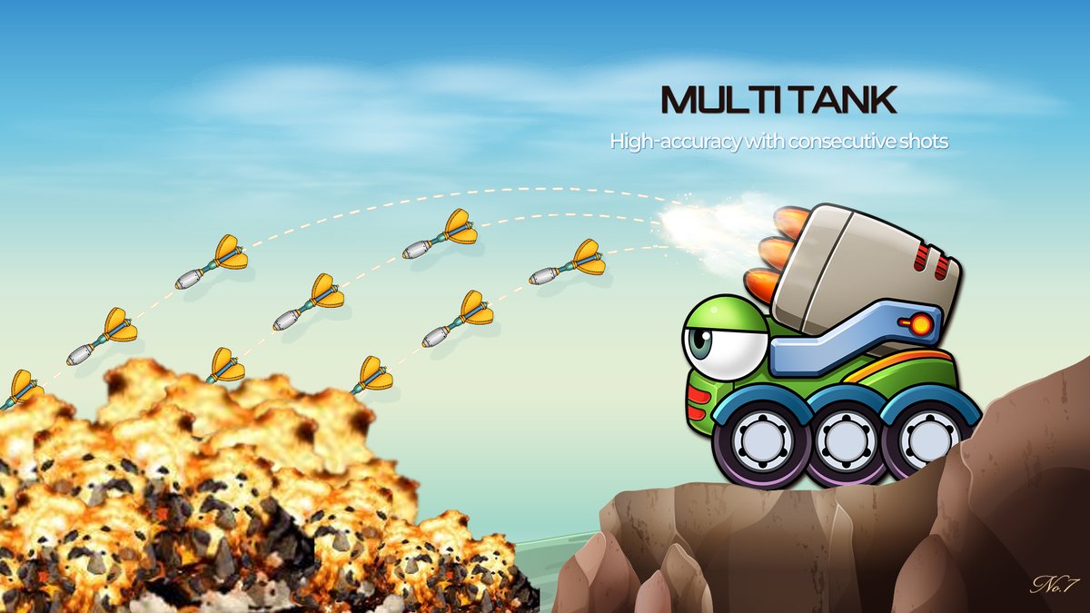 &lt;No. 7&gt;
🔥 Multi-Missile Tank, Ready to Launch! 🔥
Meet the tank that doesn't know when to stop firing. It sprays missiles like free candy… if candy exploded 🎆 

Each missile? Kinda weak  😅
But the ULT? All launchers locked on one spot — BOOM! 💥

So, this tank’s strength