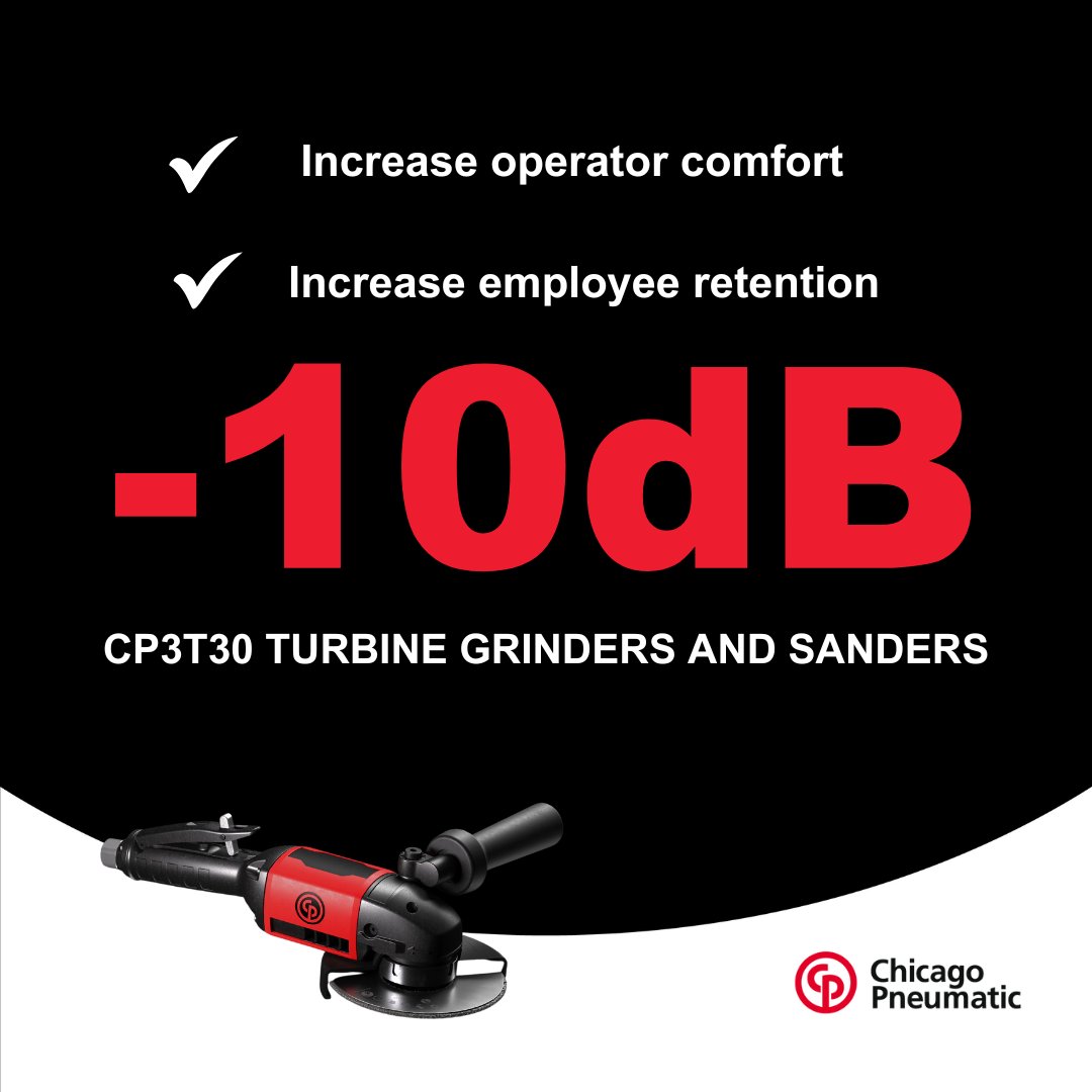 CP_PowerTools's tweet image. 🔇 Experience -10dB Noise Reduction 

Enhance your team&apos;s productivity and retention with the CP3T30 Turbine Grinder and Sander.

Enter a new dimension in material removal with quieter operations: bit.ly/4c4Lp01

#CPTools #CP3T30 #Foundries #Metalworking #Rail #Shipyards