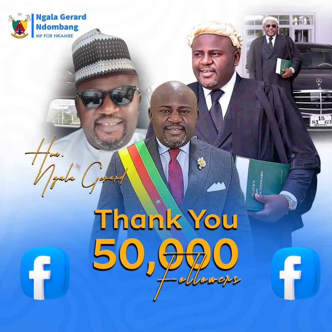 We are now 50,000 plus on my Facebook page.
[ Ngala Gerard] 🎊🎉

Thank you 50,000 times.🙌
Let's keep pushing forward and achieving greater things together! 

#50kfollowers  #HonorableNgalaGerard #Cameroon
