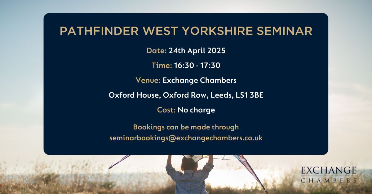 Exchange Chambers (@exchangec) on Twitter photo Our barristers Clare Porter-Phillips and Joshua Brindle will be speaking at our ‘Pathfinder West Yorkshire’ seminar in Leeds later this month. For more information and to book a place, please contact our Seminars team - seminarbookings@exchangechambers.co.uk. #FamilyLaw Our barristers Clare Porter-Phillips and Joshua Brindle will be speaking at our ‘Pathfinder West Yorkshire’ seminar in Leeds later this month. For more information and to book a place, please contact our Seminars team - seminarbookings@exchangechambers.co.uk. #FamilyLaw