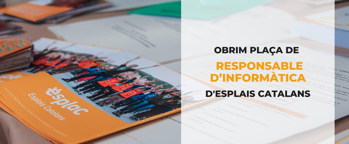 📣 A <a href="/esplaiscatalans/">Esplais Catalans (Esplac)</a> cerquen Responsable d’Informàtica!  

📍Barcelona
📅20h/setmana 
⌛Data límit presentació candidatura: 24 d'abril
👋Incorporació al maig 
📝 Més informació: bit.ly/espinf