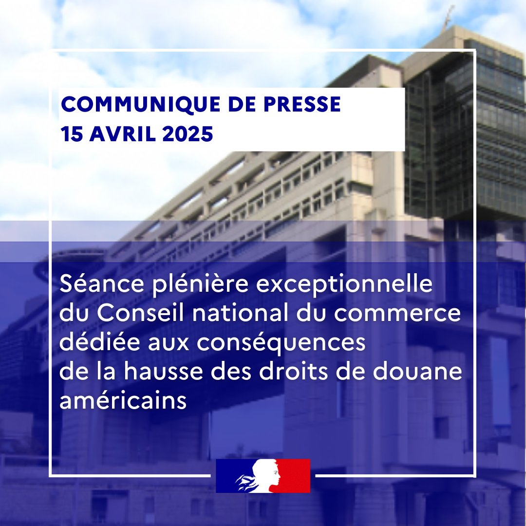 🔴 <a href="/VeroLouwagie/">Véronique Louwagie</a> a réuni le 15 avril le Conseil national du Commerce, pour une séance plénière exceptionnelle consacrée aux conséquences de la hausse des droits de douane américains sur le secteur du commerce.

Une adresse e-mail est désormais à disposition des acteurs du secteur