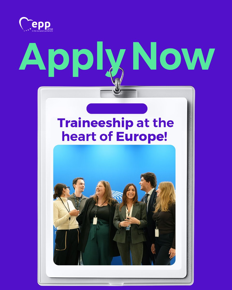 ✅ Become our next trainee!
📣 You’ll have a unique opportunity to gain invaluable work experience.
📆Deadline: 15 May

📌 epp.group/traineeships

#traineeships #internships #EPP4Youth