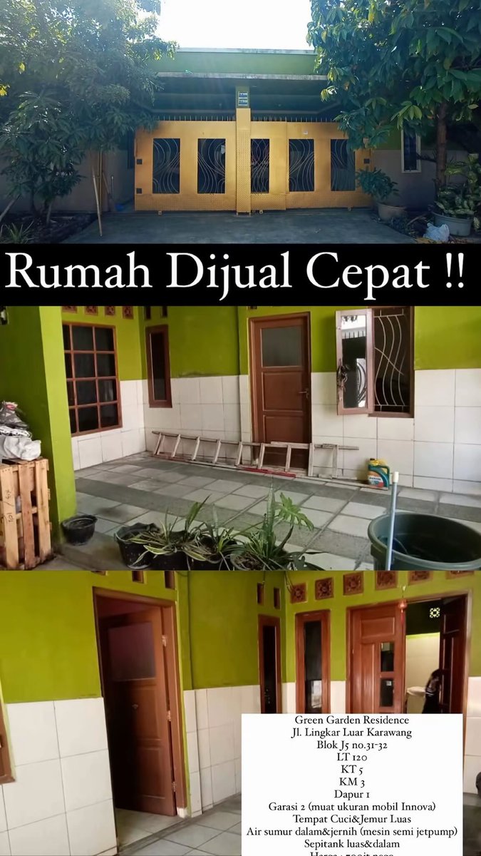Uyand15's tweet photo. Rumah dijual cepat !
Green Garden Residence - Karawang https://t.co/NllSCHq4Sc