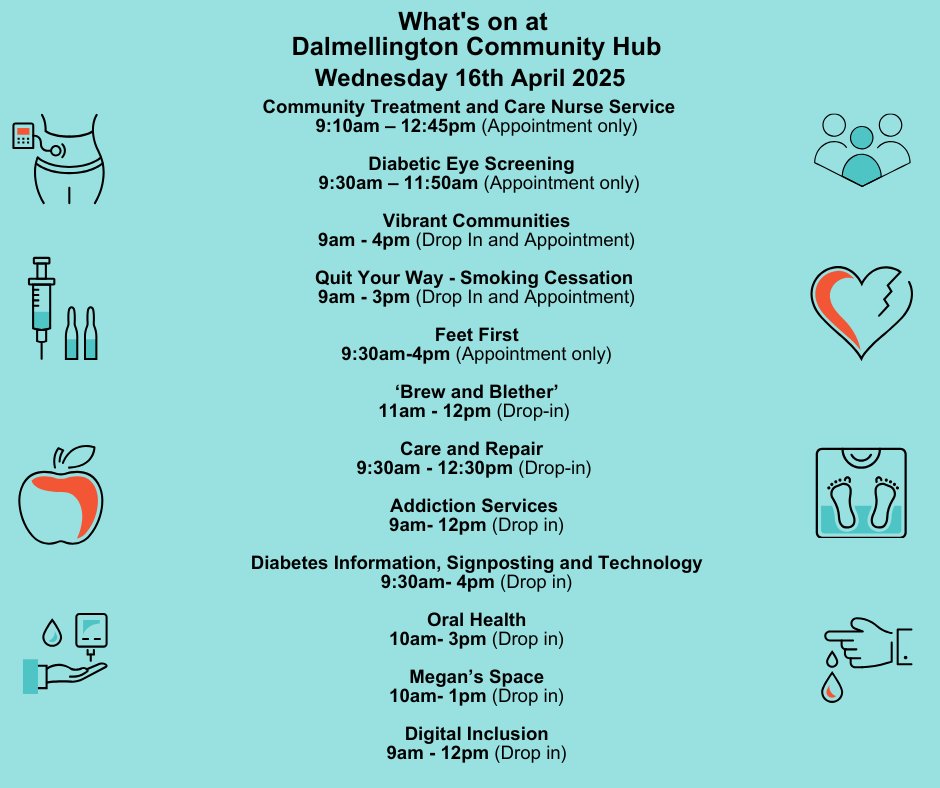 Here's what's on at Dalmellington Hub tomorrow (16th April).